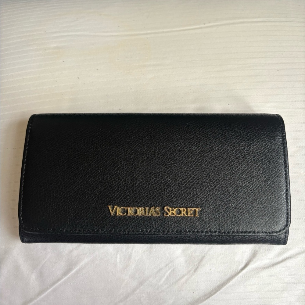 Victoria's Secret Black Wallet with Gold Logo